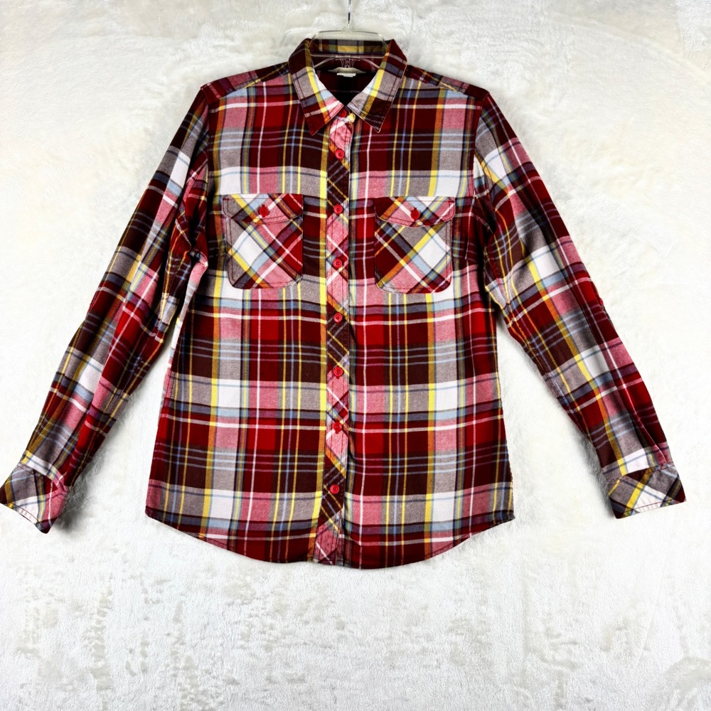 Duluth Trading Co Flannel‎ Plaid Long Sleeve Shirt Women's Medium Cotton Blend